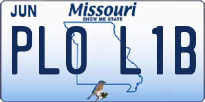 MO license plate PL0L1B