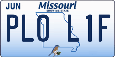 MO license plate PL0L1F