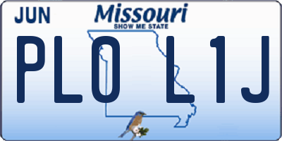 MO license plate PL0L1J