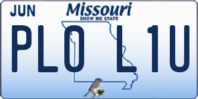 MO license plate PL0L1U