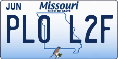 MO license plate PL0L2F