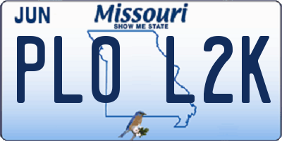 MO license plate PL0L2K