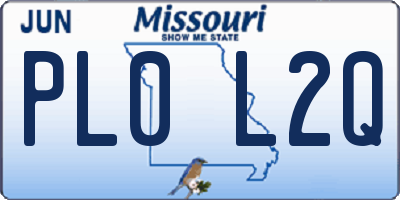 MO license plate PL0L2Q