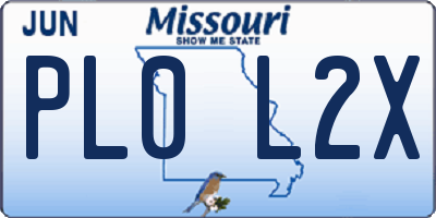 MO license plate PL0L2X
