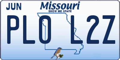 MO license plate PL0L2Z