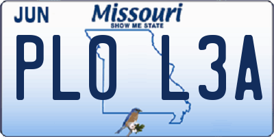 MO license plate PL0L3A