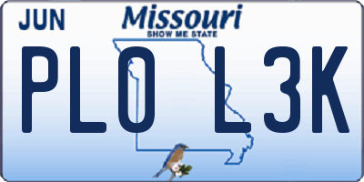 MO license plate PL0L3K