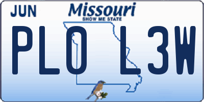 MO license plate PL0L3W
