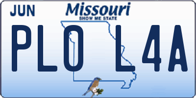 MO license plate PL0L4A