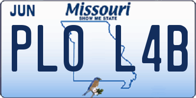 MO license plate PL0L4B