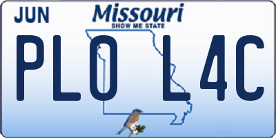 MO license plate PL0L4C