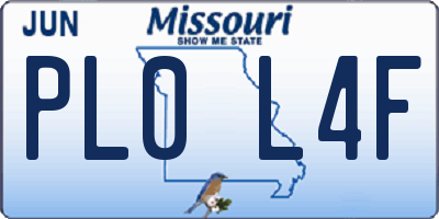 MO license plate PL0L4F