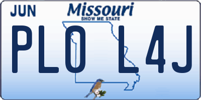 MO license plate PL0L4J