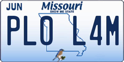 MO license plate PL0L4M