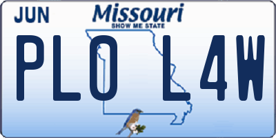 MO license plate PL0L4W
