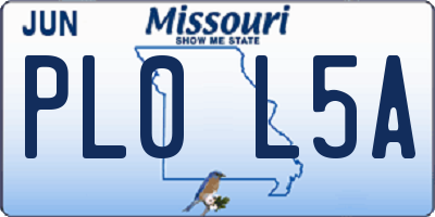 MO license plate PL0L5A