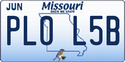 MO license plate PL0L5B