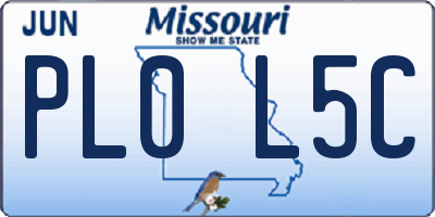 MO license plate PL0L5C