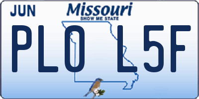 MO license plate PL0L5F