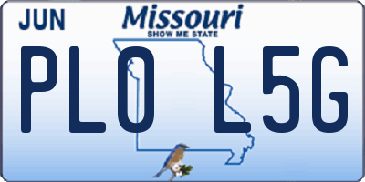 MO license plate PL0L5G