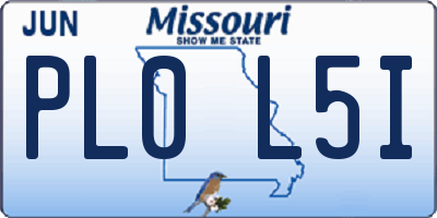 MO license plate PL0L5I