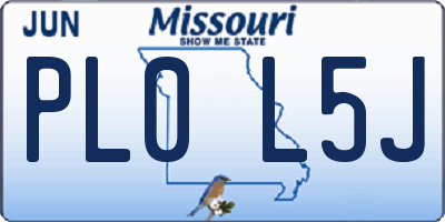 MO license plate PL0L5J