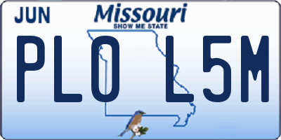MO license plate PL0L5M
