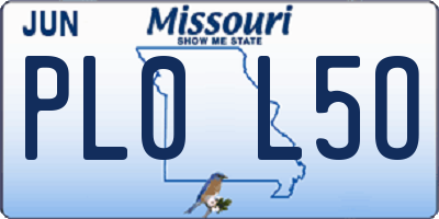 MO license plate PL0L5O