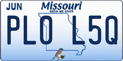 MO license plate PL0L5Q