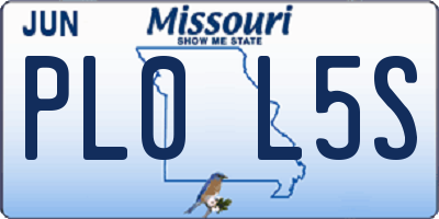 MO license plate PL0L5S
