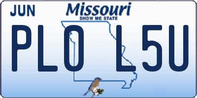 MO license plate PL0L5U