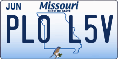 MO license plate PL0L5V