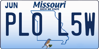 MO license plate PL0L5W