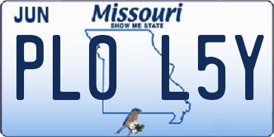 MO license plate PL0L5Y