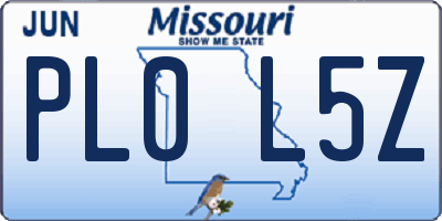 MO license plate PL0L5Z