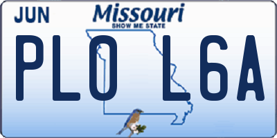 MO license plate PL0L6A
