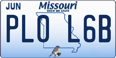 MO license plate PL0L6B