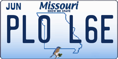 MO license plate PL0L6E