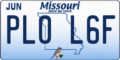 MO license plate PL0L6F