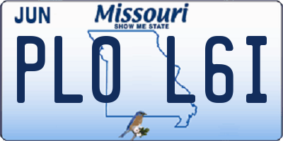MO license plate PL0L6I