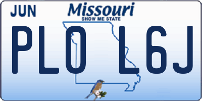 MO license plate PL0L6J