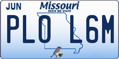 MO license plate PL0L6M