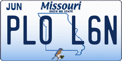 MO license plate PL0L6N