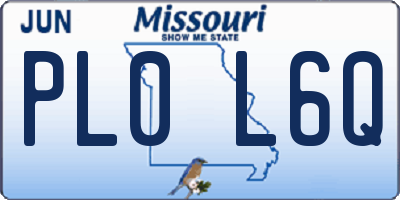 MO license plate PL0L6Q