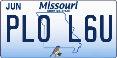MO license plate PL0L6U