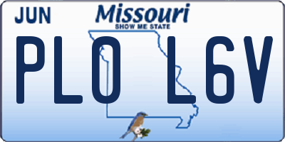 MO license plate PL0L6V