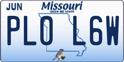 MO license plate PL0L6W