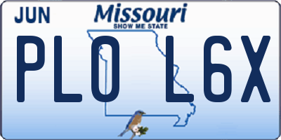 MO license plate PL0L6X