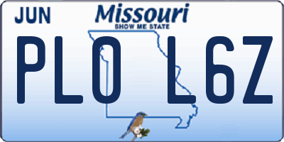 MO license plate PL0L6Z