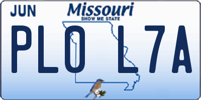 MO license plate PL0L7A